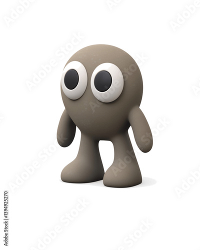 Playful 3D clay emoji character with large eyes and a friendly stance on a transparent background