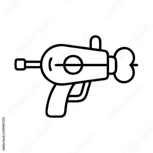 Vector illustration of a ray gun blaster toy for kids laser gun weapon drawing icon in black and white style