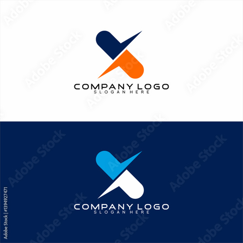 Capsule medicine logo design with letter X concept.