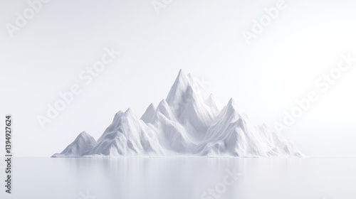Wallpaper Mural Abstract white mountain range.  A pristine, stylized, 3D render of a snow-capped mountain range. The mountain peaks are sculpted with soft, flowing lines, and the overall color palette is a stark, Torontodigital.ca