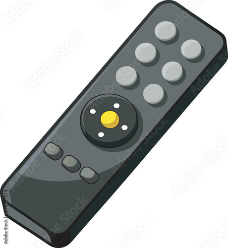 Black remote control for TV isolated on white background