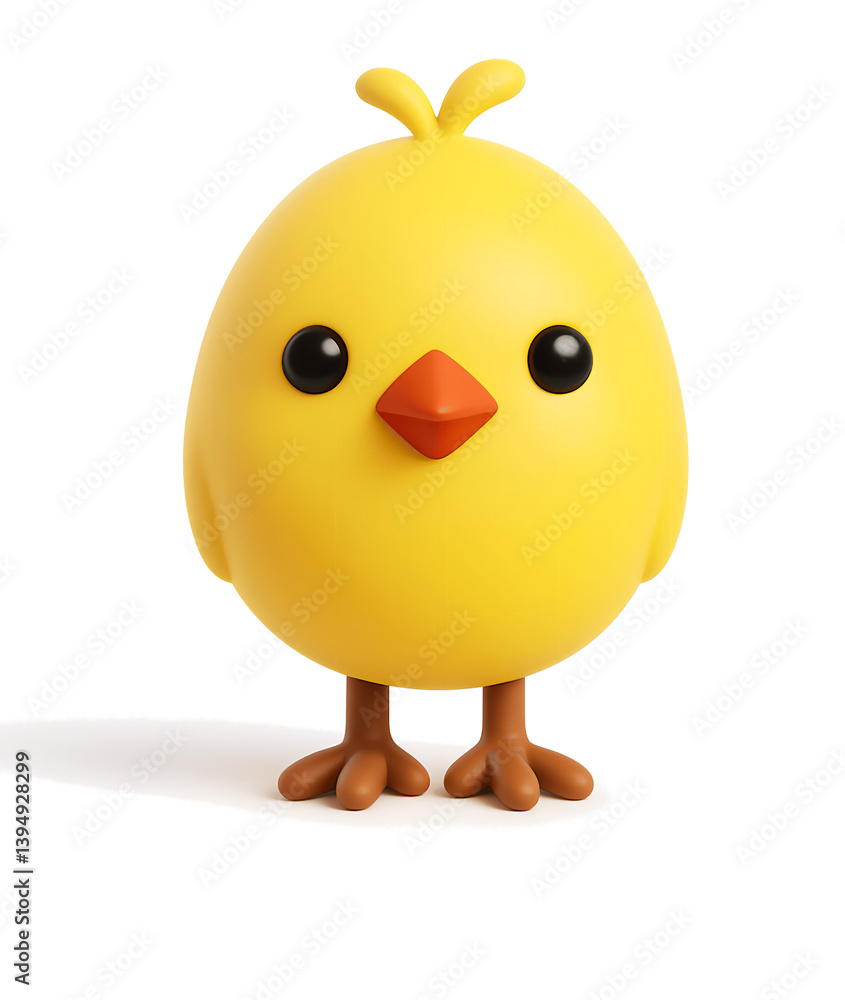 Cute yellow chick emoji in 3D with a glossy finish and playful expression for fun designs and digital communication Cute yellow chick emoji in 3D with a glossy finish and playful expression for fun designs and digital communication