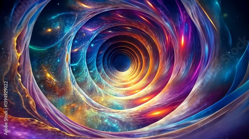 Whimsical Cosmic Tunnel Journey Through a Multiverse of Swirling Nebulae and Dazzling Lights