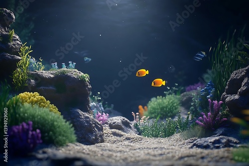Fototapeta Naklejka Na Ścianę i Meble -  Underwater reef scene, vibrant coral, fish