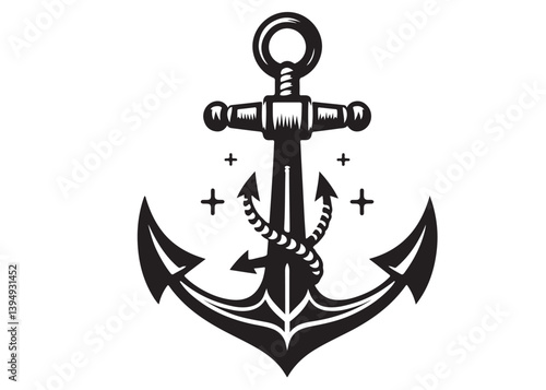 silhouette of a anchor logo vector, silhouette anchor logo icon silhouette, sea anchor silhouette logo, anchor black silhouette vector logo on a white background
