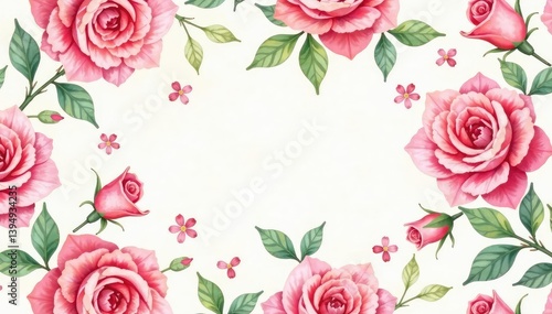 Delicate watercolor roses repeat in a soft, romantic pattern , romantic, petals, subtle