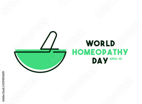 World Homeopathy Day. April 10. White background. Flat design vector. Banner, card, background.