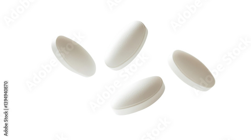 White Medical Pills Isolated on Clean White Background