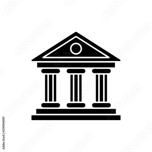 Bank Building with Columns Icon in Flat Black Style for Financial Institutions
