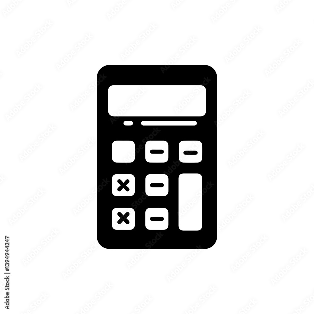 Black Icon of Calculator with Buttons and Screen Black Icon of Calculator with Buttons and Screen