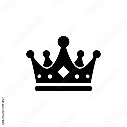 Black Icon of Crown Representing Leadership and Success