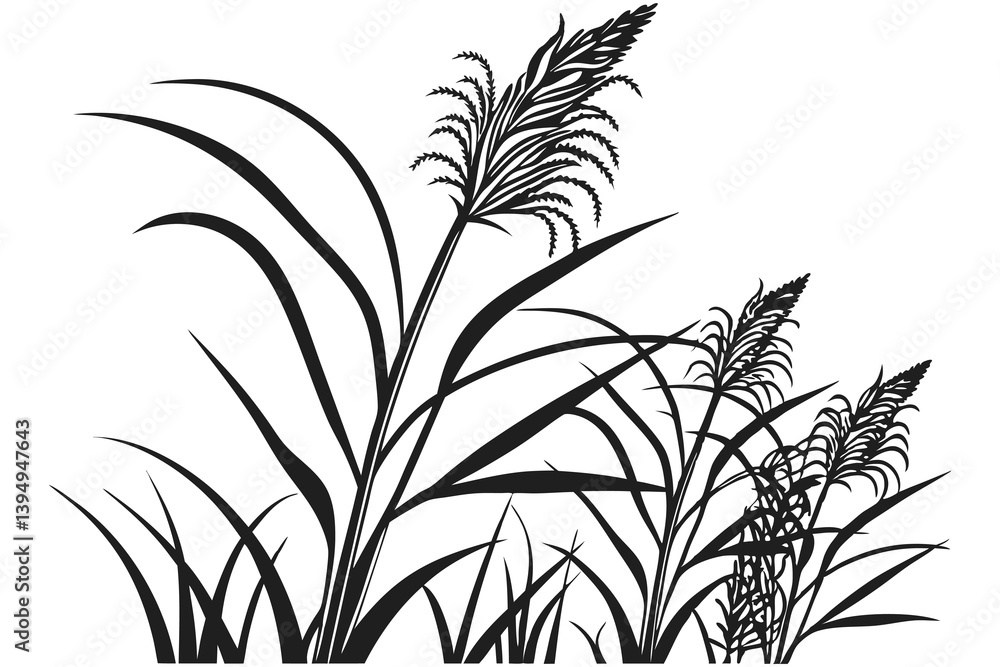 Naklejka premium sugarcane black color line art white background