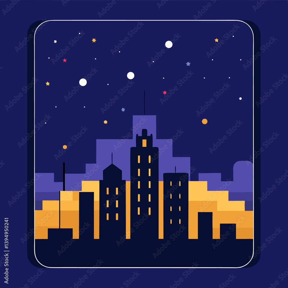 Fototapeta premium Phone Wallpaper Cover with Fireworks and Night Skyline