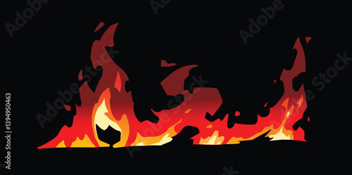 Fire borders fire flames blaze icon, symbol, sign on dark background vector illustration