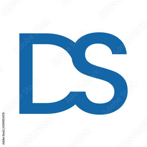 This is a simple flat design of an initial letter DS in blue color.