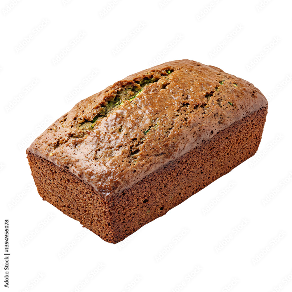 A Moist Zucchini Bread Loaf with Specks of Zucchini Isolated on Transparent Background A Moist Zucchini Bread Loaf with Specks of Zucchini Isolated on Transparent Background