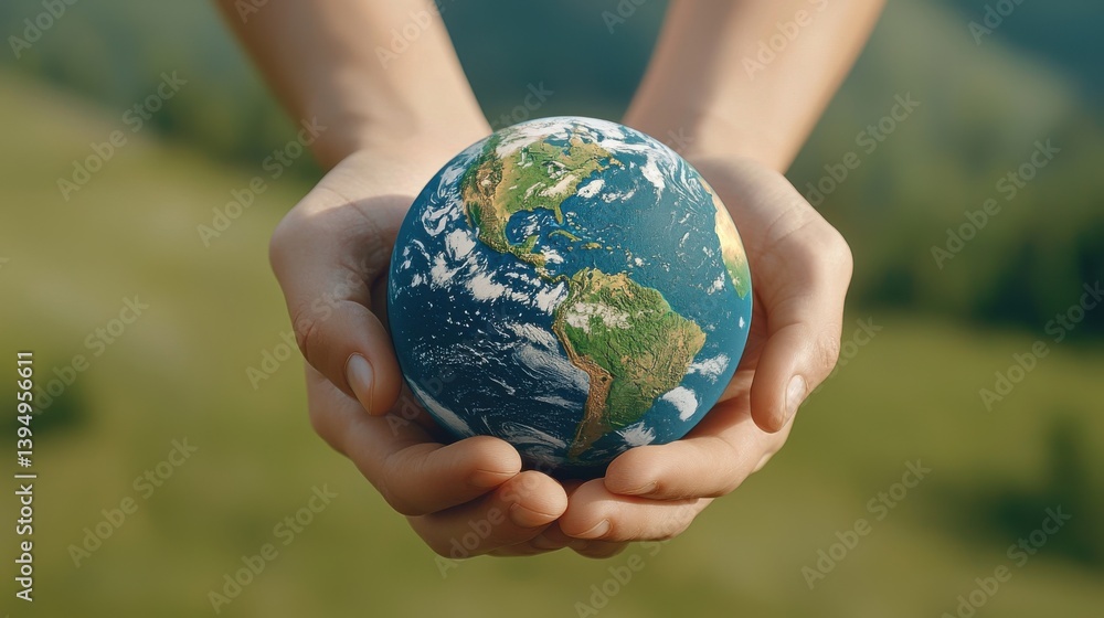 Hands Holding Globe Symbolizing Care for Earth and Our Environment Hands Holding Globe Symbolizing Care for Earth and Our Environment