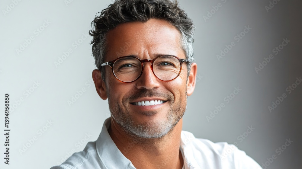 Portrait of smiling businessman wearing eyeglasses showing confidence and success Portrait of smiling businessman wearing eyeglasses showing confidence and success