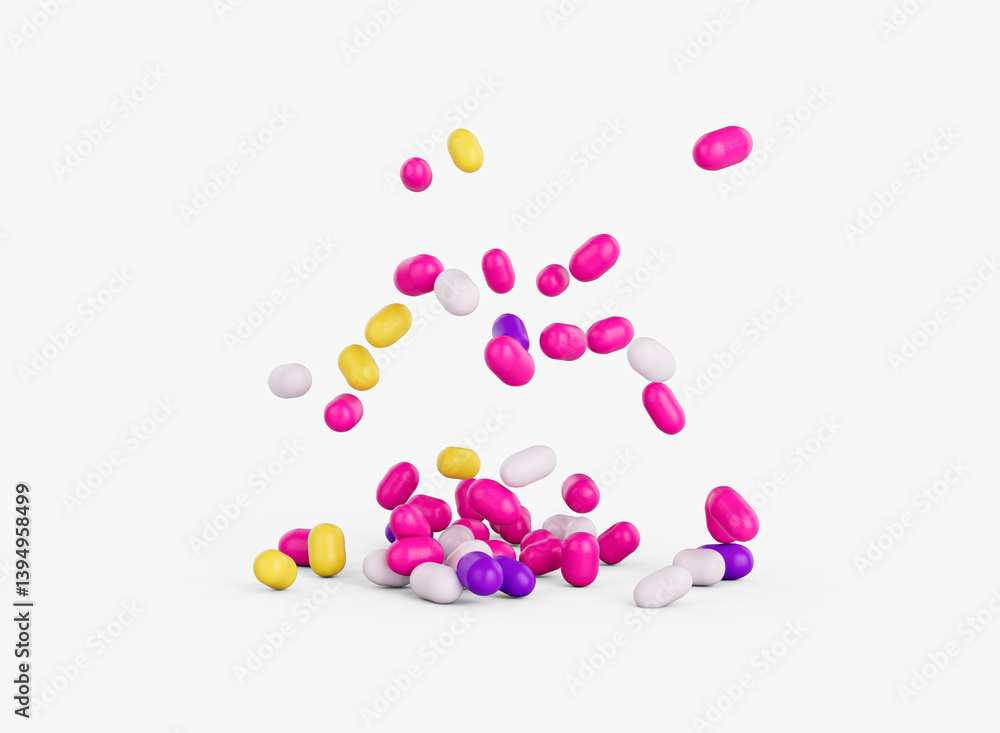 Bright and colorful candy sprinkles scattered and floating in mid-air, 3d illustration Bright and colorful candy sprinkles scattered and floating in mid-air, 3d illustration