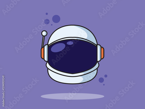 Astronaut Helm Flat Vector Illustration Icon for web, landing page, sticker, banner
