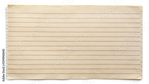 Lined Paper Scrap, White Background, Isolated Notebook Paper Texture, Stationery Photography,  Paper Texture Stock Photo, Realistic Paper Scrap Image