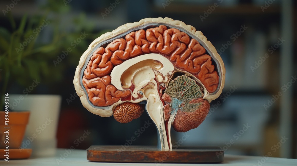 Explore the wonders of the human brain through this detailed anatomical model. Understanding brain structure is vital. Dive into knowledge today. Generative AI