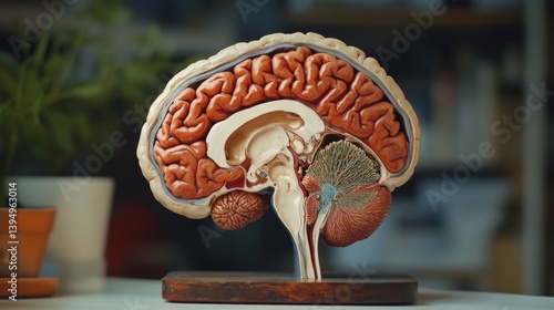 Obraz na płótnie Explore the wonders of the human brain through this detailed anatomical model. Understanding brain structure is vital. Dive into knowledge today. Generative AI w salonie
