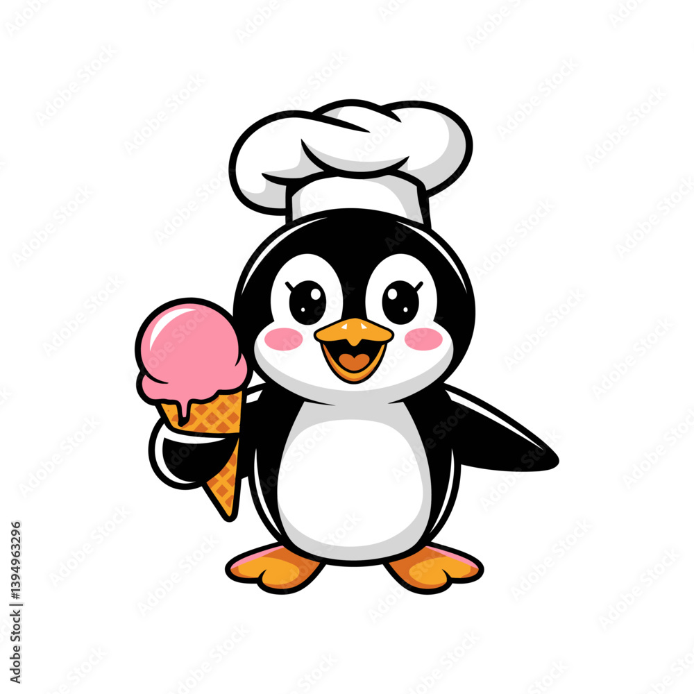 Fototapeta premium A penguin holding ice cream logo