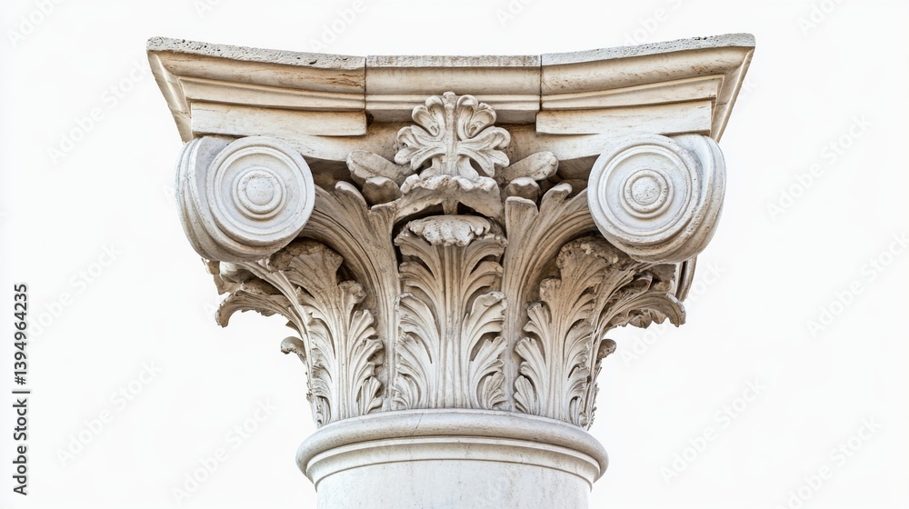 Elegant architectural column with intricate details stands tall against a neutral backdrop. A symbol of strength and beauty in classical design. Generative AI