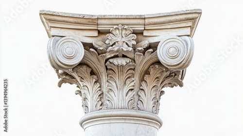 Obraz na płótnie Elegant architectural column with intricate details stands tall against a neutral backdrop. A symbol of strength and beauty in classical design. Generative AI w salonie