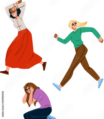 panic scared woman vector