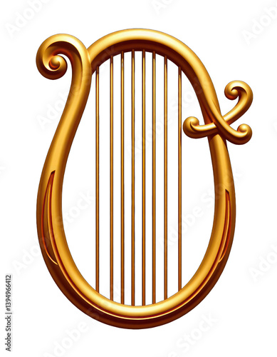 Golden Lyre Antique Musical Instrument Classical Harp Stringed Instrument Elegant Design