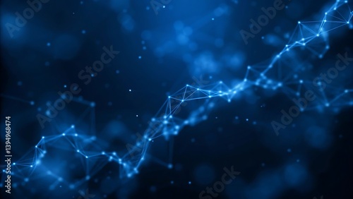 Abstract Blue Network Background With Connecting Dots And Lines For Technology