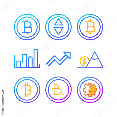 business icons set, blue/purple
