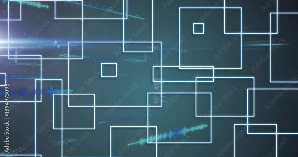 Creating futuristic technology concept, geometric shapes and digital waveforms in animation Creating futuristic technology concept, geometric shapes and digital waveforms in animation