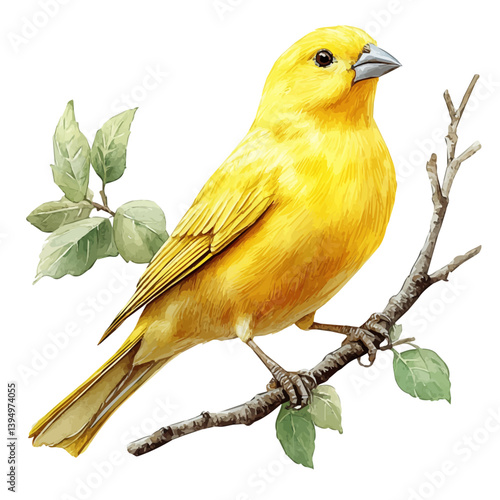 Canary, watercolor illustration, isolated on a white background.

