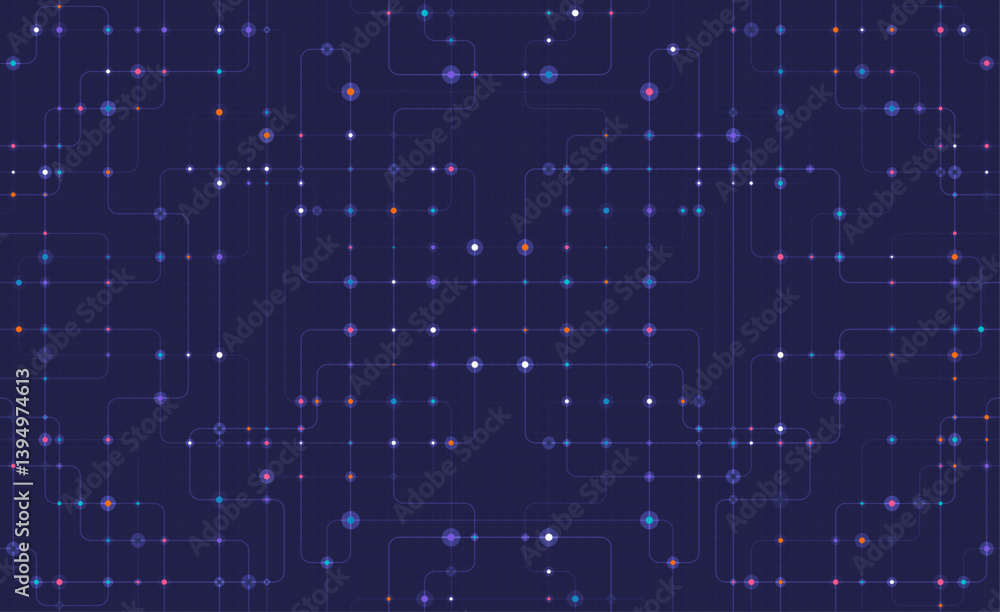Circuit connect lines and dots. Network technology and Connection concept. Decentralized network nodes connections