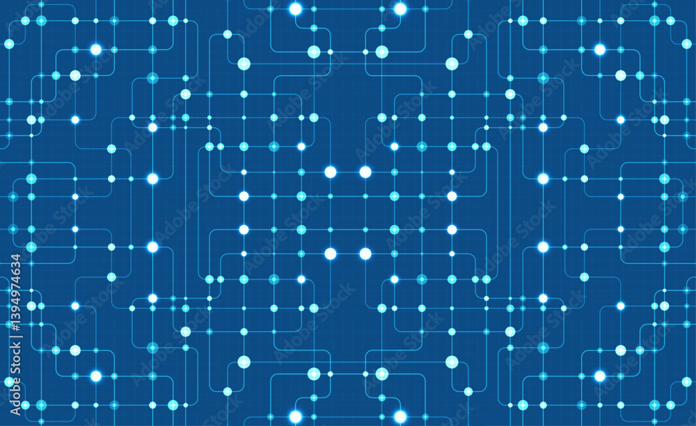 Circuit connect lines and dots. Network technology and Connection concept. Decentralized network nodes connections