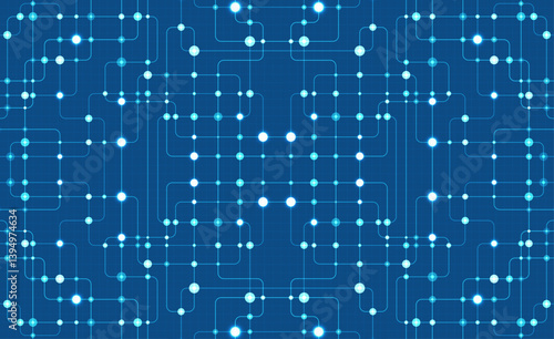 Obraz na płótnie Circuit connect lines and dots. Network technology and Connection concept. Decentralized network nodes connections w salonie