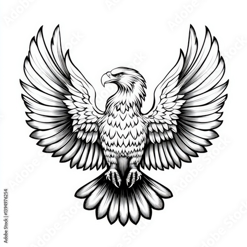 Roman Aquila design featuring a detailed line art representation of an eagle, symbolizing strength and freedom in its dynamic pose
