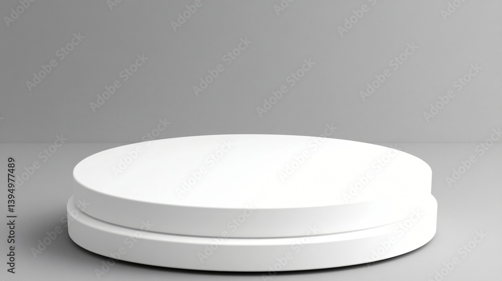 White round pedestal on neutral background for branding presentation or clean product showcase White round pedestal on neutral background for branding presentation or clean product showcase