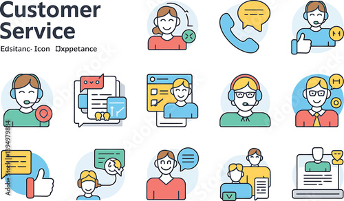 icons sets of vectos customer service, vectors sets 