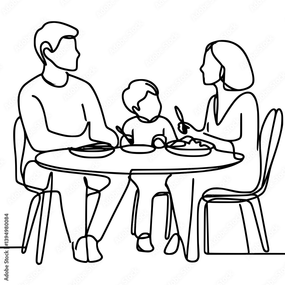 Family enjoying a meal together in line art style on transparent background, family dinner, Thanksgiving Day Family enjoying a meal together in line art style on transparent background, family dinner, Thanksgiving Day
