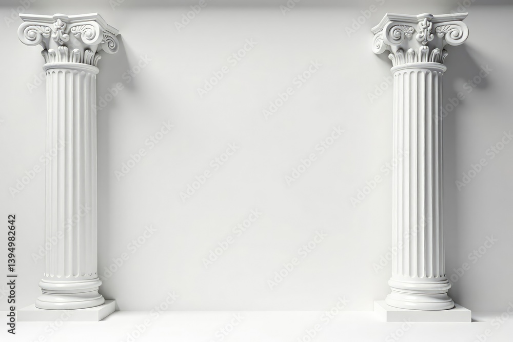 Fototapeta premium Elegant Roman column detail against pristine white backdrop, white, monument, decor