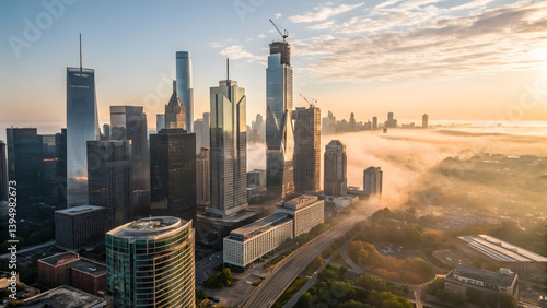 Morning skyline transformation houston cityscape photography urban environment aerial view growth concept
