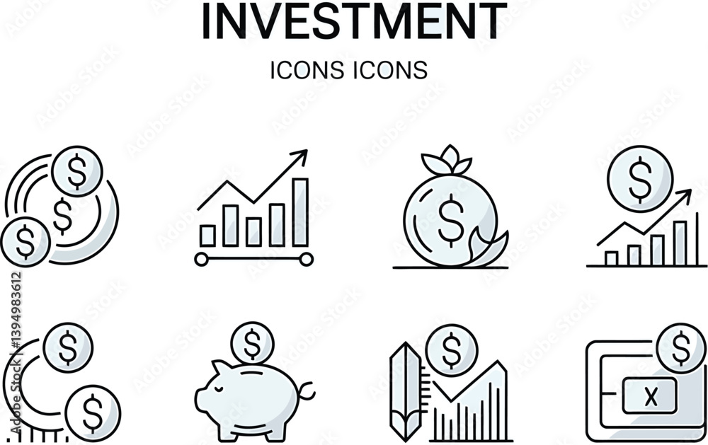sets of investments icons, sets, vectors, sets of investments icons, sets, vectors,