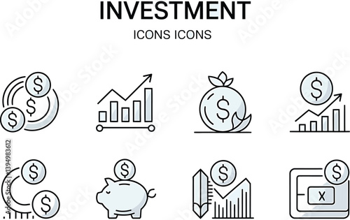 sets of investments icons, sets, vectors, 