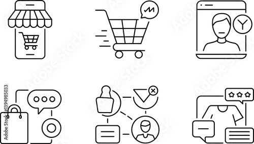 shopping icons set, e commerce, mobile shoping, 
