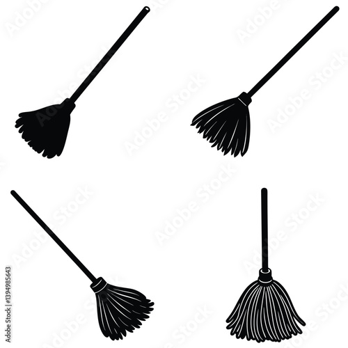 Mop Vector Silhouetted Bundle Set Collection