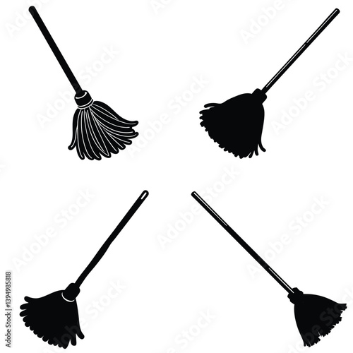 Mop Vector Silhouetted Bundle Set Collection